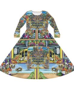 Alternative view of Women's Long Sleeve Caribbean fibe Dance Dress (AOP)